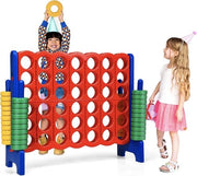 Gioco a 4 in linea XL - Per Bambini e Adulti - Classico Gioco - 42 Anelli - Set di Bordo da Gioco - Rosso Blu - 120 x 42 x 104 cm