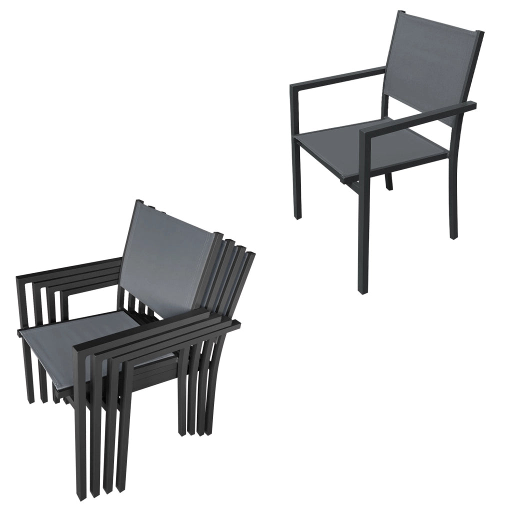 VENEZIASet di mobili da giardino allungabili 90/180 in textilene grigio 8 posti - alluminio antracite