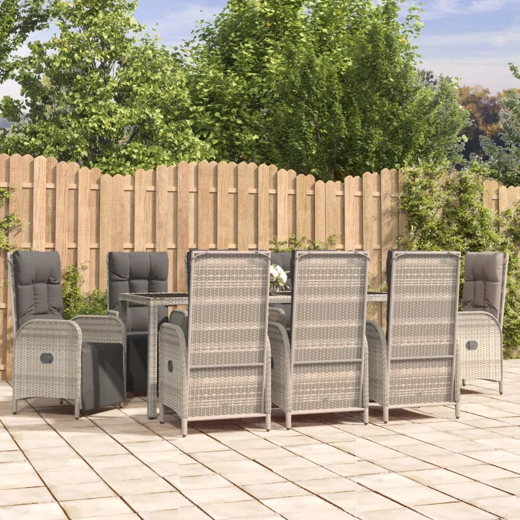 Set da Pranzo da Giardino 9 pz con Cuscini in Polyrattan Grigio 3185034