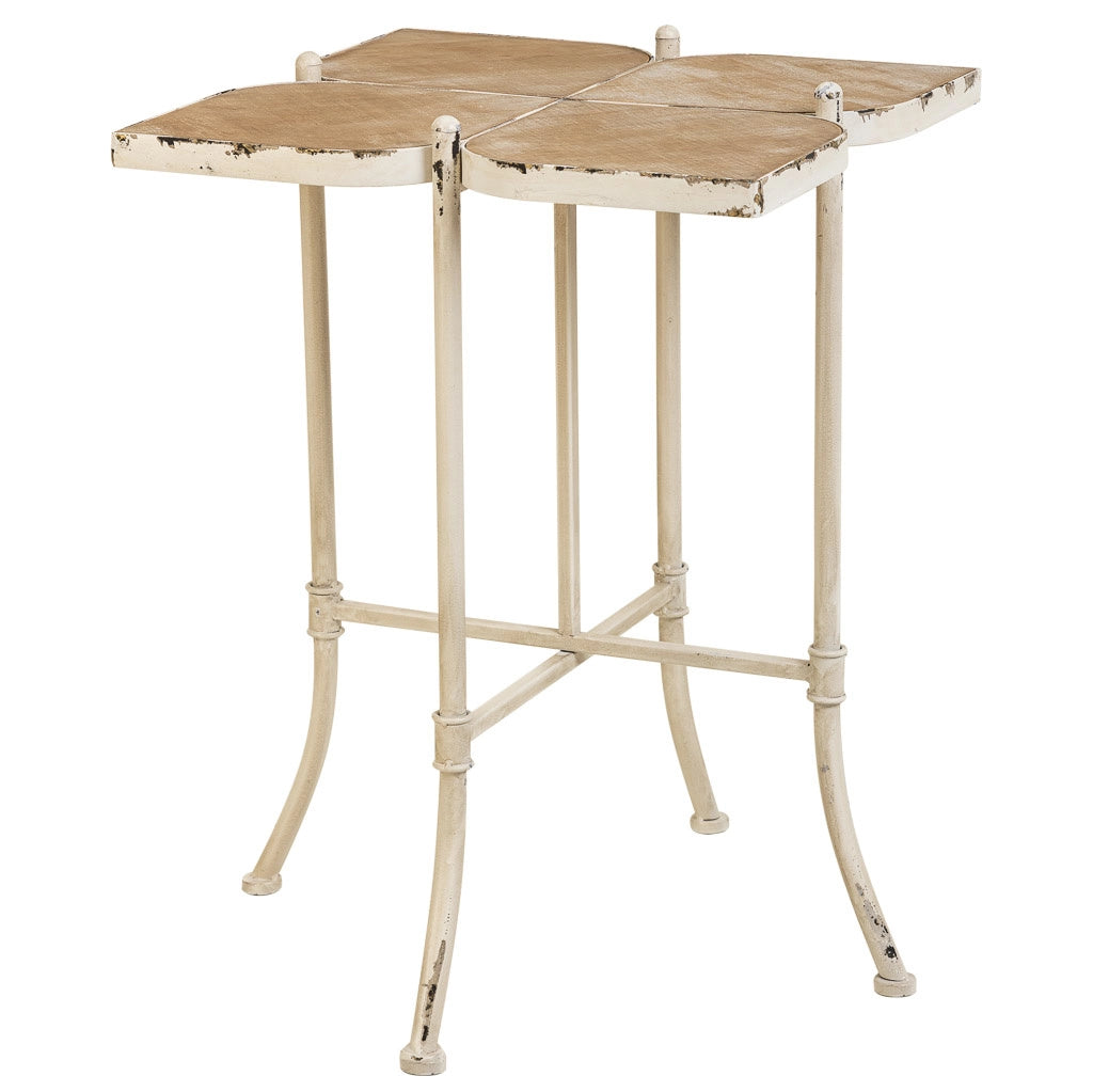 Tavolino in legno bianco e metallo 48x48x66,5h