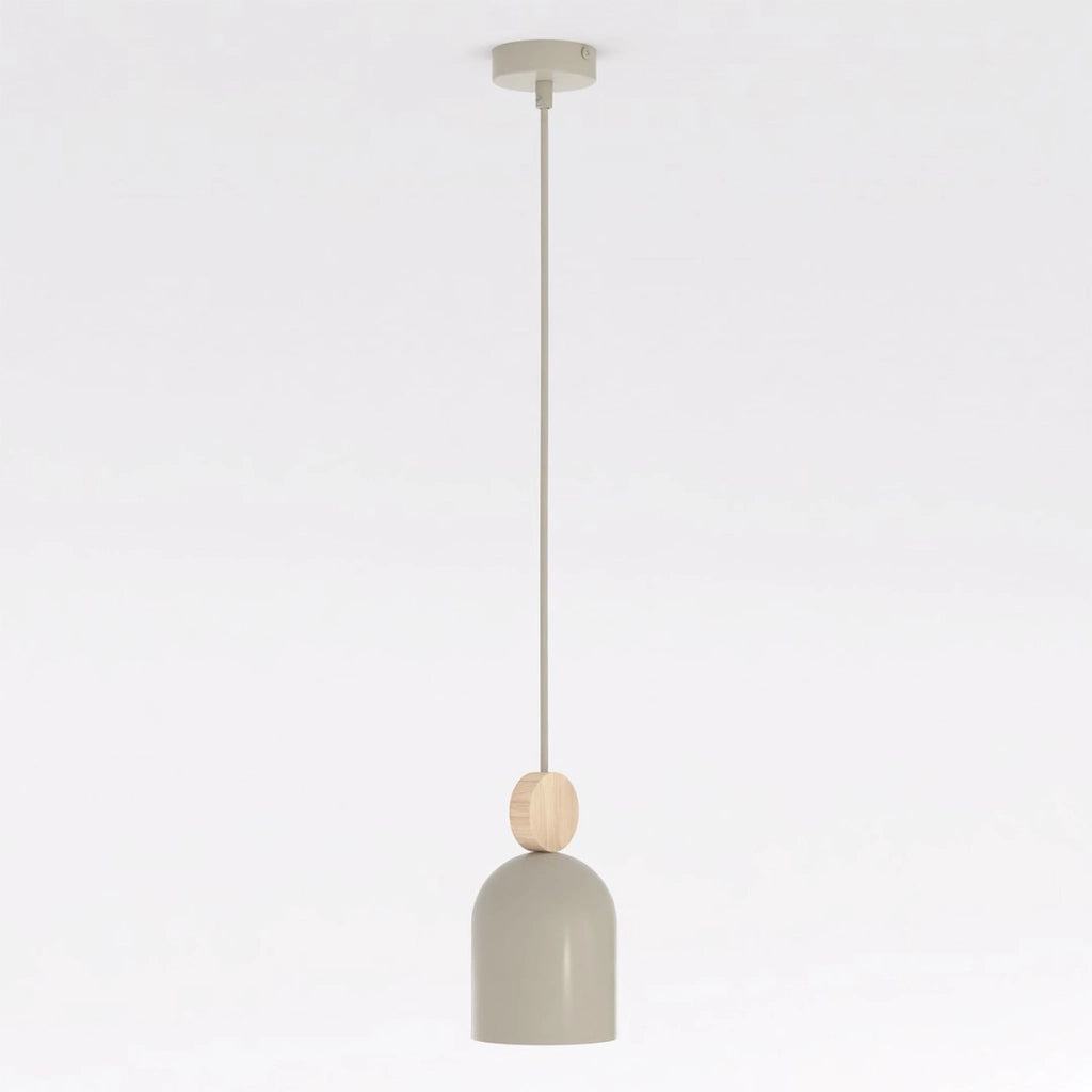 Lampada a sospensione MESI in acciaio e legno beige