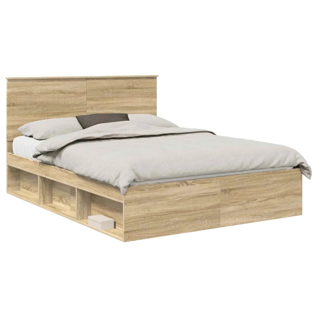 Struttura del letto Rovere Sonoma 150 x 200 cm Pino massello 3410994