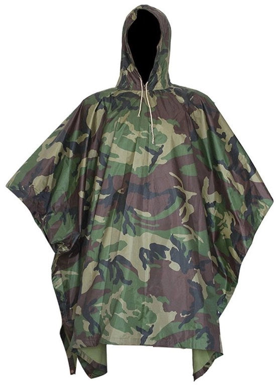 Poncho Acquaproteggiato Multifunzionale Camuffato - Poncho da Pioggia Portatile - Leggero Outdoor - Resistente ai Sfregamenti - Ideale per Escursioni - Impermeabile