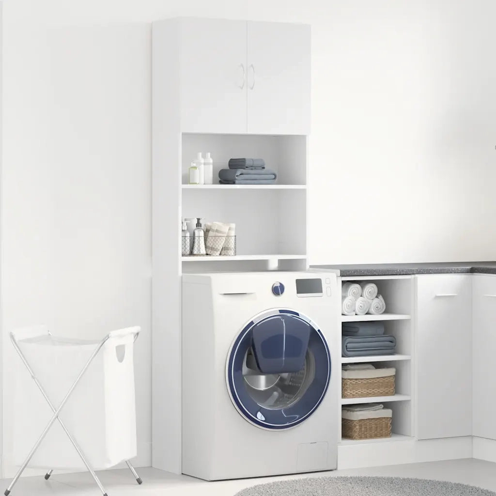 Mobile Lavatrice Bianco 64x24x190 cm in Legno Multistrato 859127