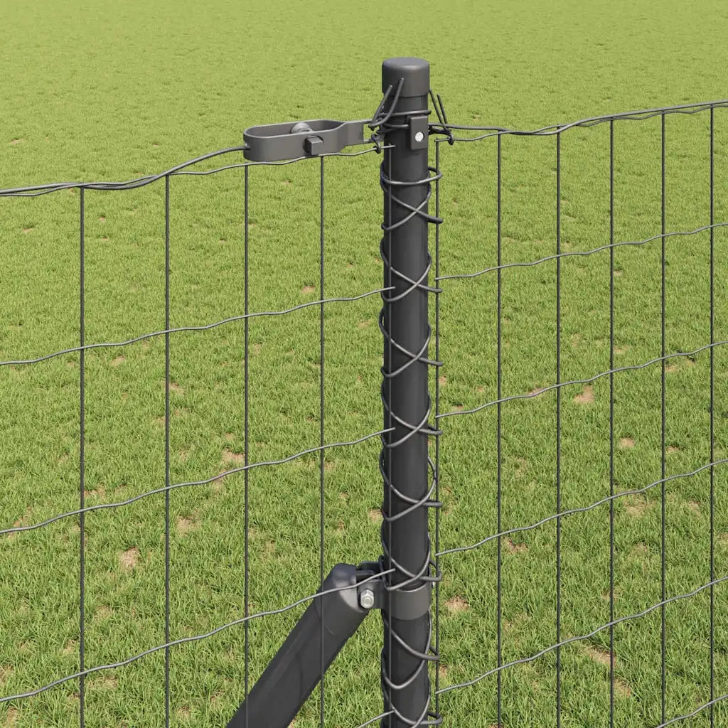 Recinzione con Posto Grigio 1,6 x 10 m Acciaio e PVC 3350384