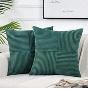 Due coperte per cuscini decorativi per divano letto, stile rustico boho per la decorazione di casa, tessuto corduroy morbido a patchwork (45x45 cm) - uccello invernale.