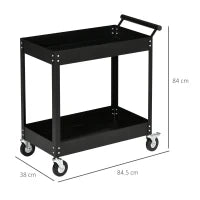 DURHAND Carrello Porta Attrezzi a 2 Ripiani in Acciaio, 84.5x38x84cm, Nero