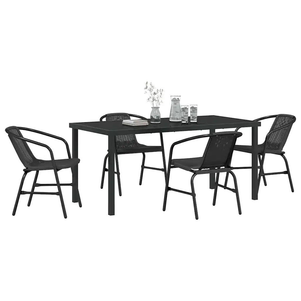 Set da Pranzo per Giardino 5 pcs Nero 3379383