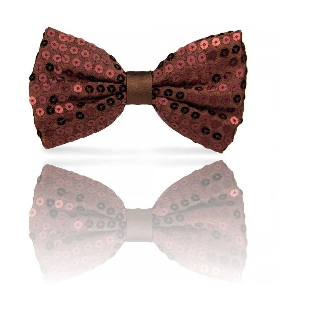 Trade Shop - Papillon Paillettes Marrone Teatro Paillette Raso Cravattino Farfallino Cravatta -