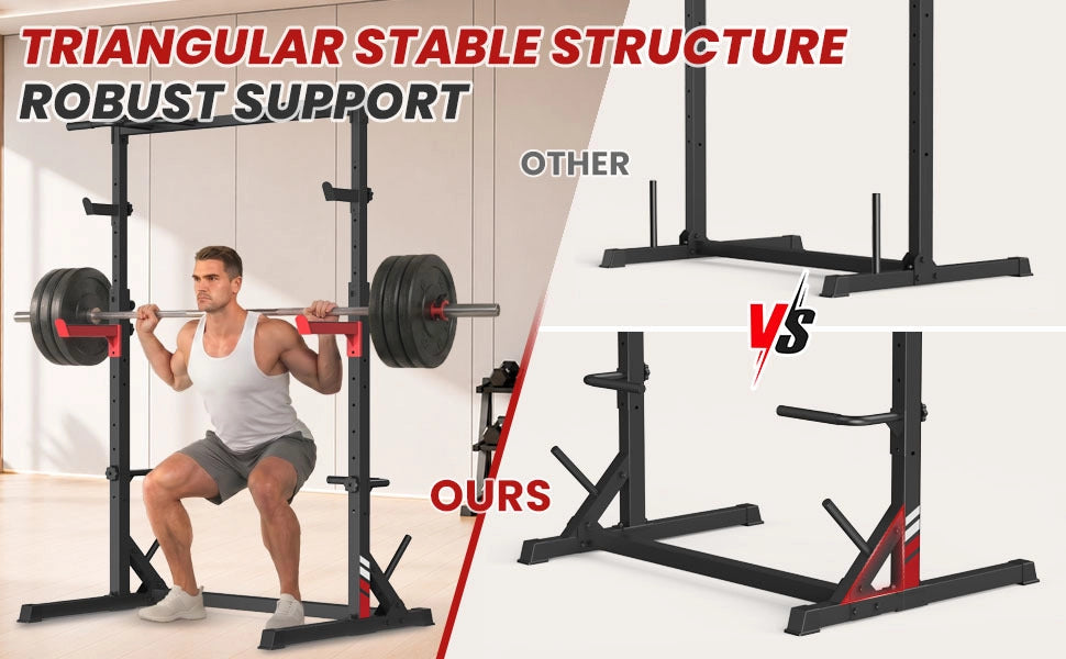 Squat Rack Multifunzione All-in-One e Supporto per Bilanciere con Barre di Sicurezza Antiscivolo, Carico Massimo 300 kg