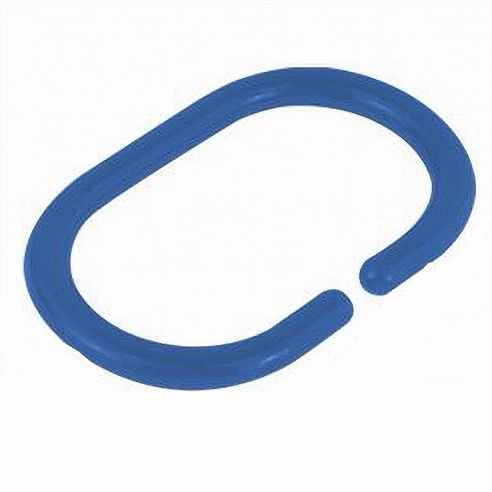 Trade Shop - Set 12 Pz Anelli Gancio Per Tenda Da Doccia Box Bagno In Plastica Pp Blu 87240 -