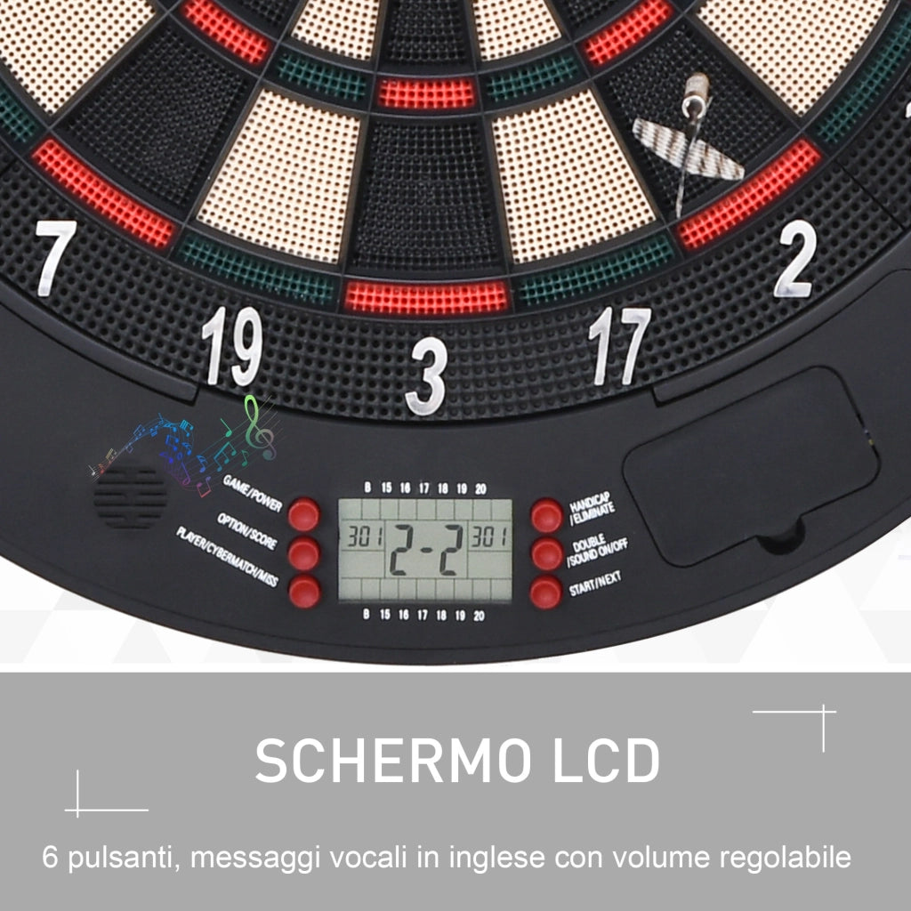 EasyComfort Bersaglio Freccette Elettronico per 8 Giocatori con 6 Freccette, Schermo LCD, 2 Porte e 26 Modalità di Gioco