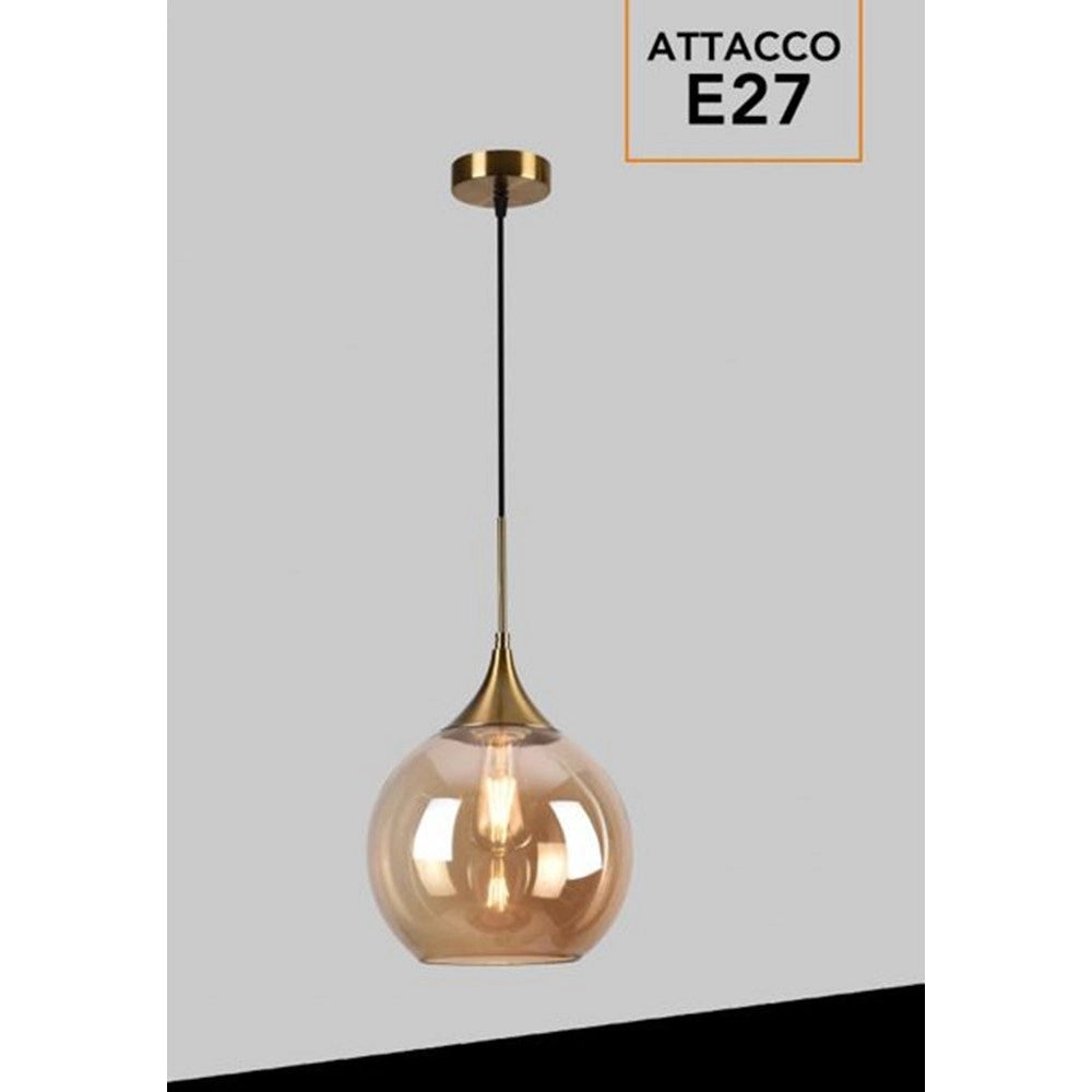 Trade Shop - Lampadario A Sospensione Decorativa In Metallo Con Sfera In Vetro Attacco E27 Ip20 A72 -