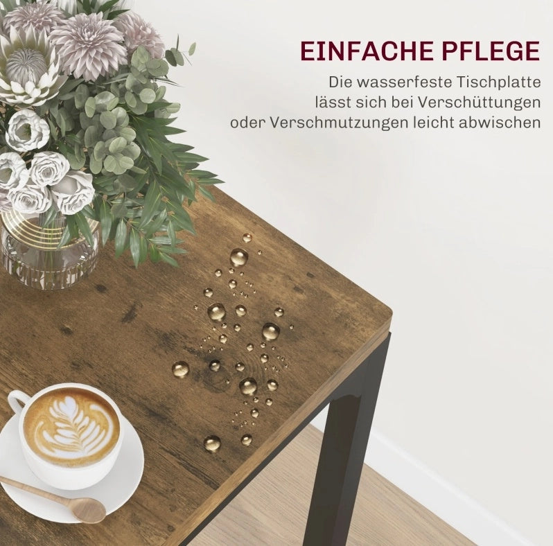 Set da pranzo 3 pezzi con tavolo e 2 sedie in MDF e metallo marrone