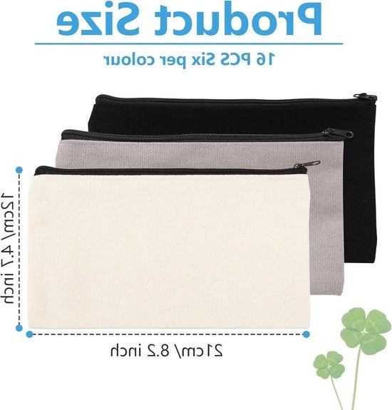18 sacchetti in tessuto per decorare - 12 x 21 cm - DIY - sacchetti in tessuto bianchi - chiusura a righello - piccolo contenitore - attività di ricamo - scuola - bianco grigio - borse da toilette