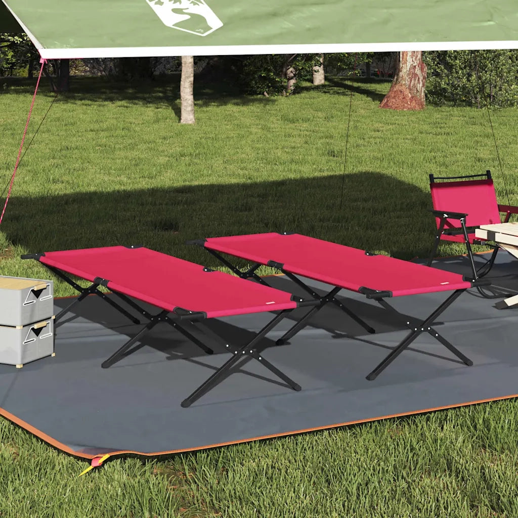 Letto da campeggio pieghevole 2 pz Rosso 210 x 80 x 46 cm CFW3216708