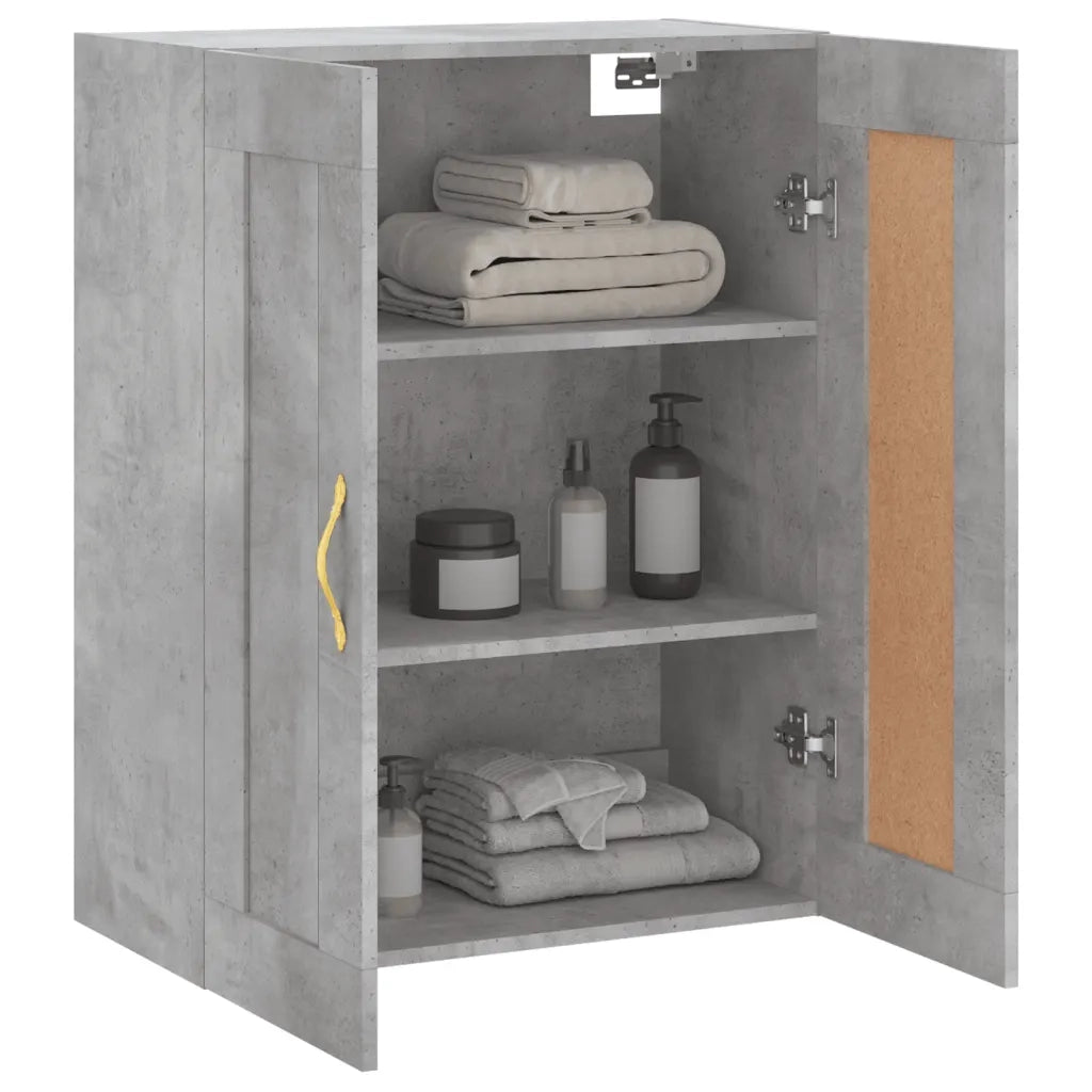 Armadietto a Muro | Mobile a Parete Grigio Cemento 69,5x34x90 cm Legno Multistrato
