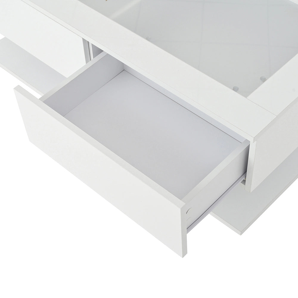 Tavolino design - Xylo - 100x50cm vetro LED bianco