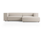 Cosmopolitan Design - Divano angolare destro "Arendal" 3 posti in velluto ecru 