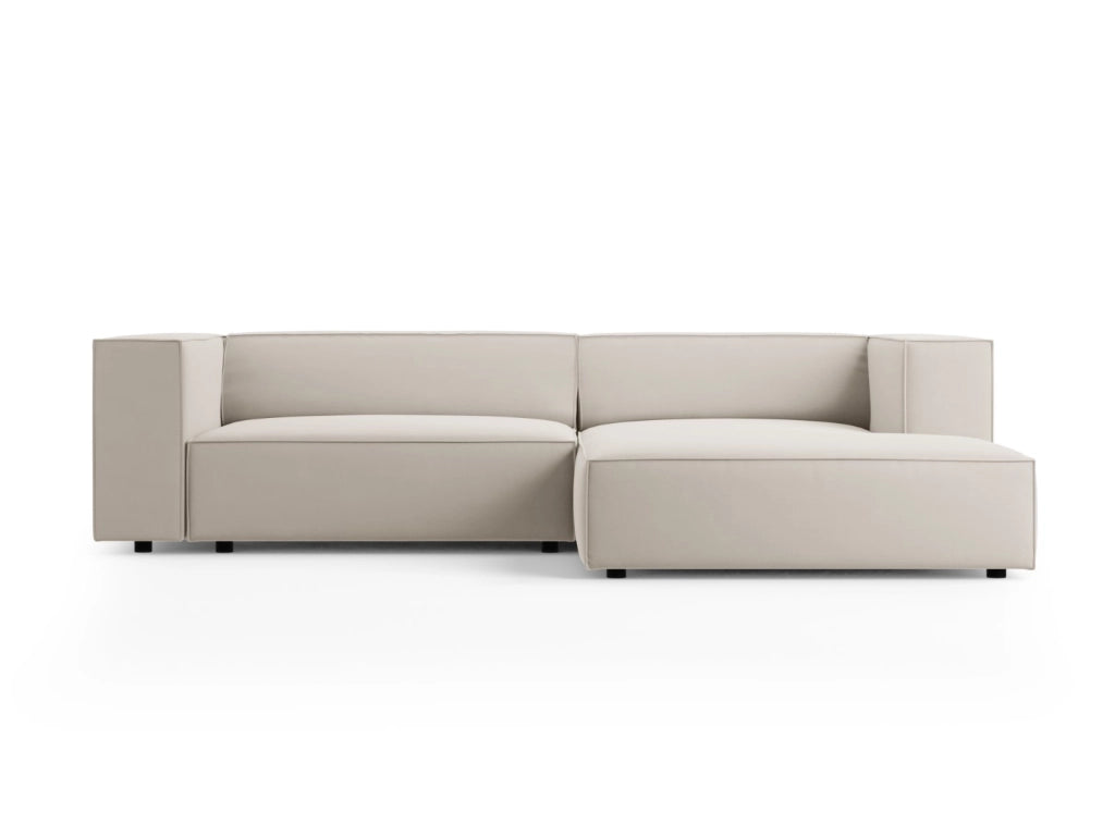 Cosmopolitan Design - Divano angolare destro "Arendal" 3 posti in velluto ecru 