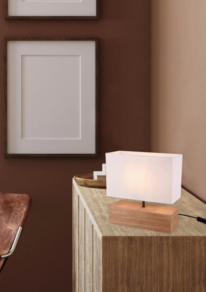 Lampada da tavolo WOODY legno/tessuto E27 RL R50181030