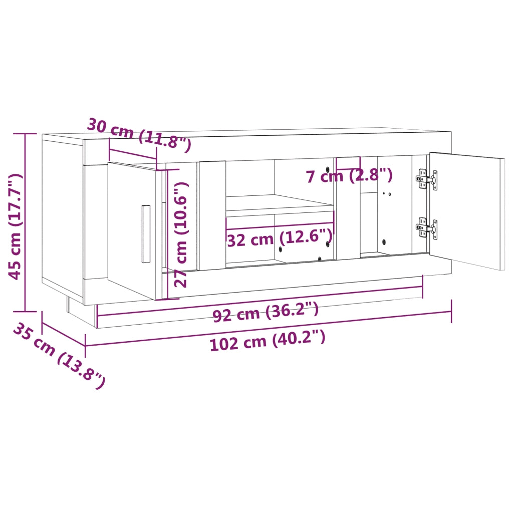 Mobile TV Grigio Sonoma 102x35x45 cm in Legno Multistrato 817226