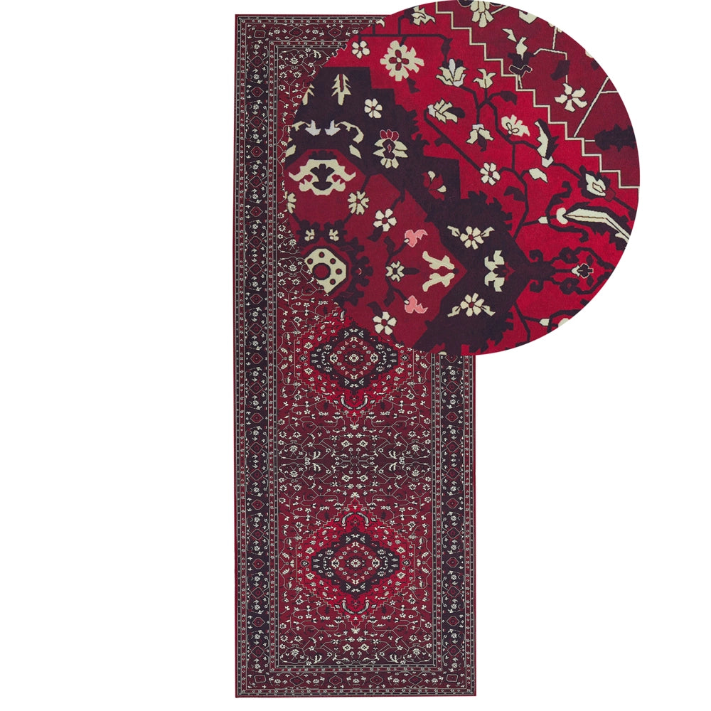 Passatoia tappeto rosso poliestere 70 x 200 cm corridoio cucina lungo tappetino antiscivolo