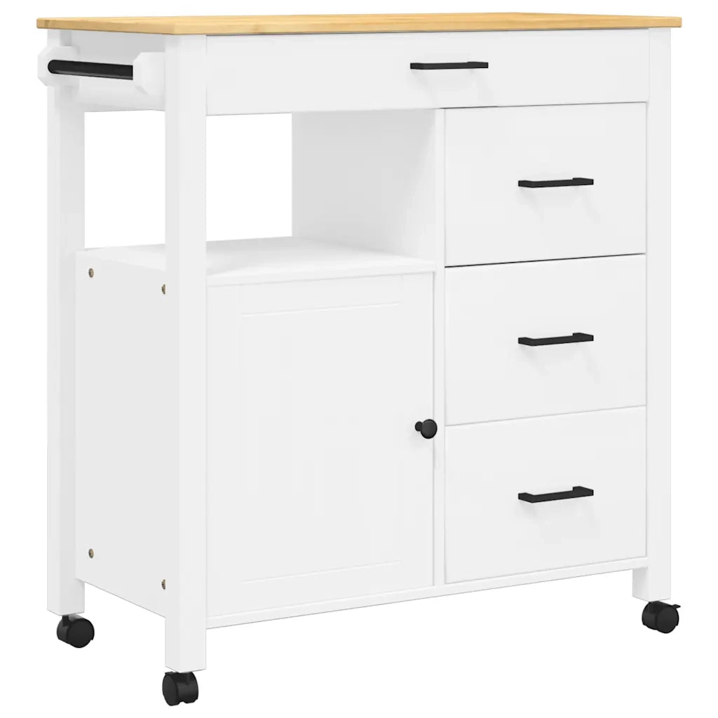 Carrello da Cucina MONZA 84x40x88,5 cm in Legno Massello di Pino 376111