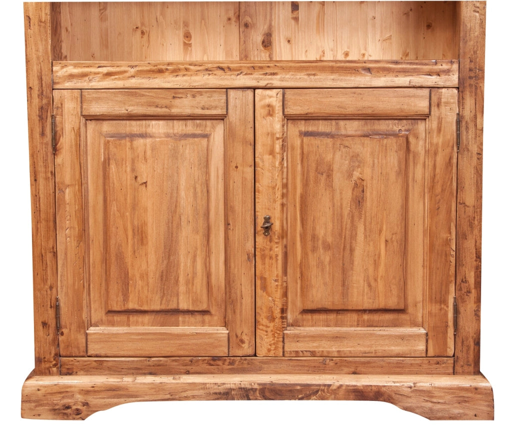 Biscottini Libreria in legno massello di tiglio finitura naturale L108xPR38xH211 cm. Made in Italy