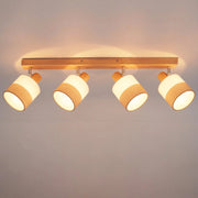 ZMH Faretto da soffitto vintage 4 luci legno tessuto orientabili 350° E14 max 25W senza lampadina