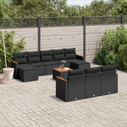 Set Divani da Giardino 11 pz con Cuscini in Polyrattan Nero 3226419