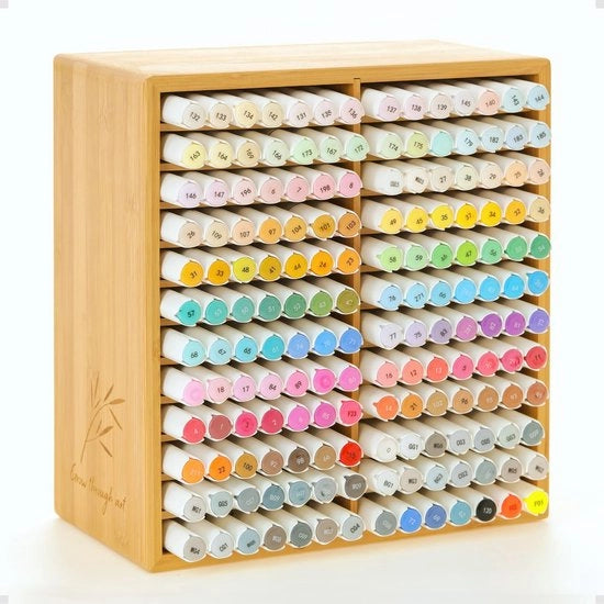 Organizzatore per pennarelli in legno di bambù per 168 pennarelli, pannelli organizzatori per pennarelli, matite, pastelli e pennelli per ufficio, scuola e casa.