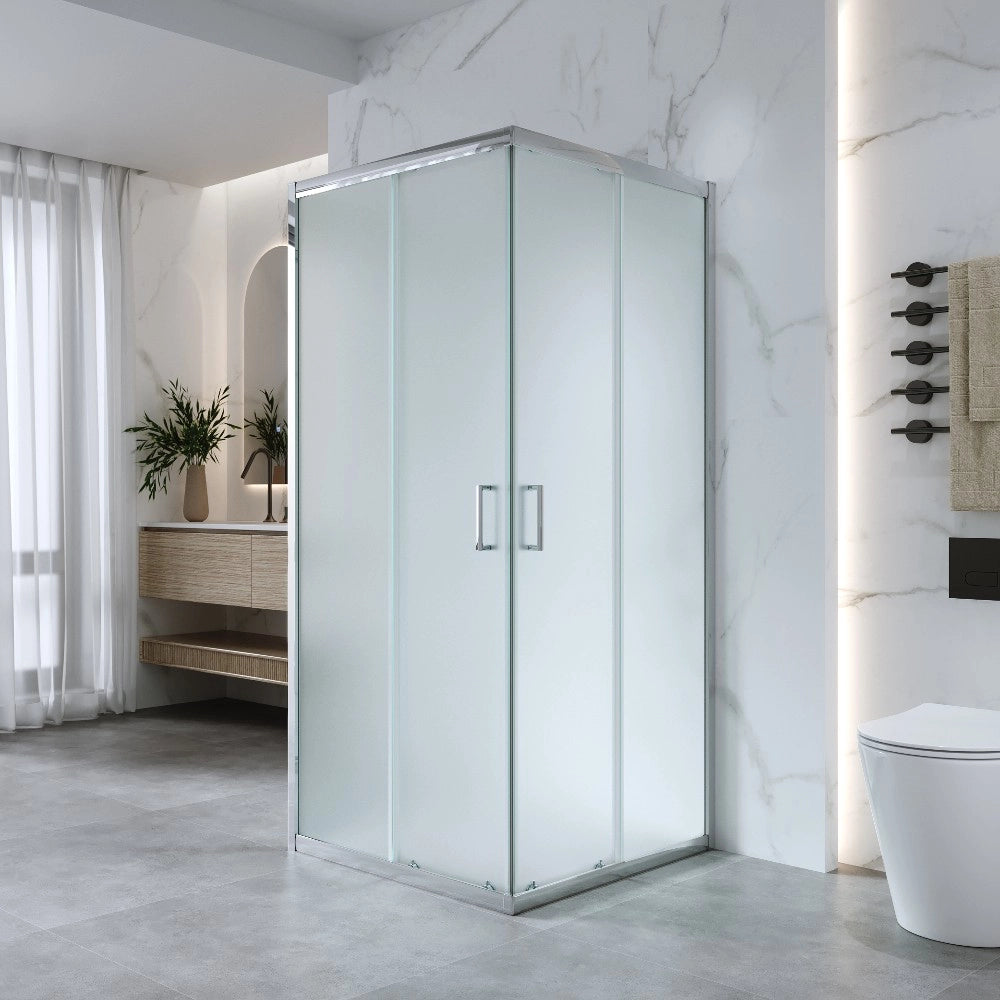 Box Doccia 3 Lati 80x80x80 Cm H185 cm vetro Opaco 6 mm Apertura Scorrevole| Kiro