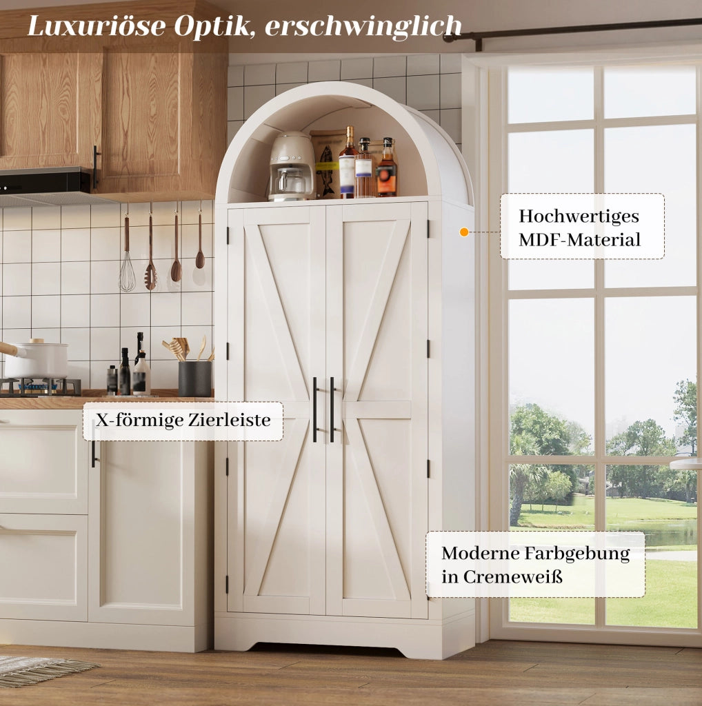 Vetrina alta ad arco in MDF bianco 75×35×170 cm