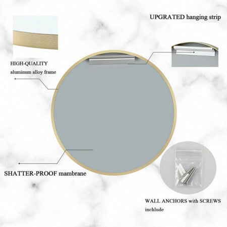 Specchio tondo con cornice Oro Stile Glamour 76 o 91,4 cm - Dimensione 76 cm 
