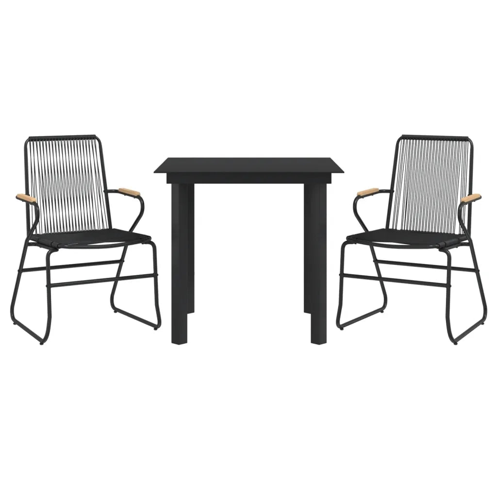Set da Pranzo da Giardino 3 pz Nero in Rattan PVC 3060273
