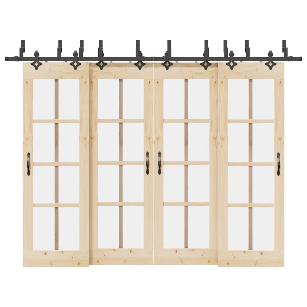 Kit di Binari per Porte Scorrevoli 305 cm Acciaio Nero CFW3704592