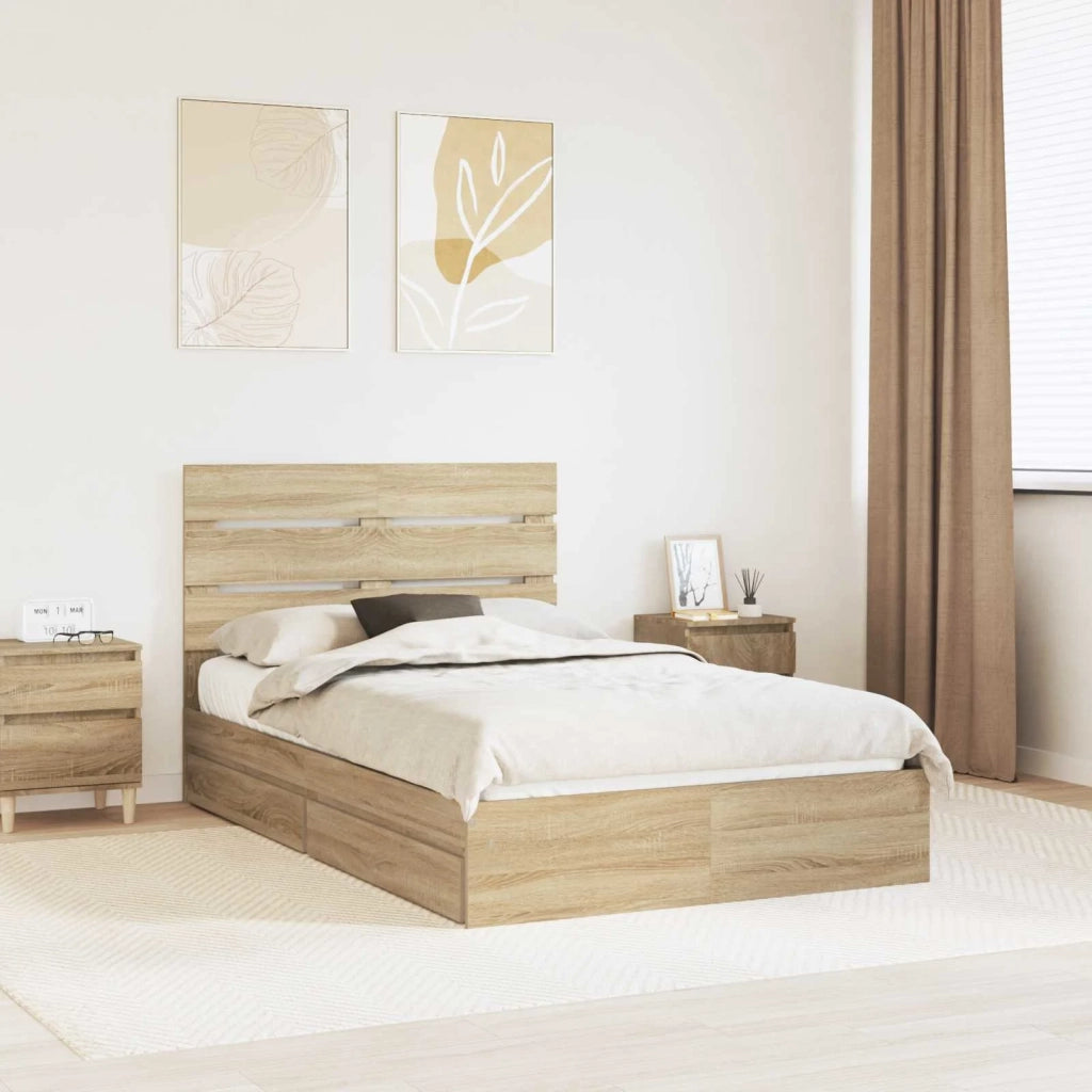 Letto con Contenitore con testiera Rovere Sonoma 120 x 200 cm 3411909