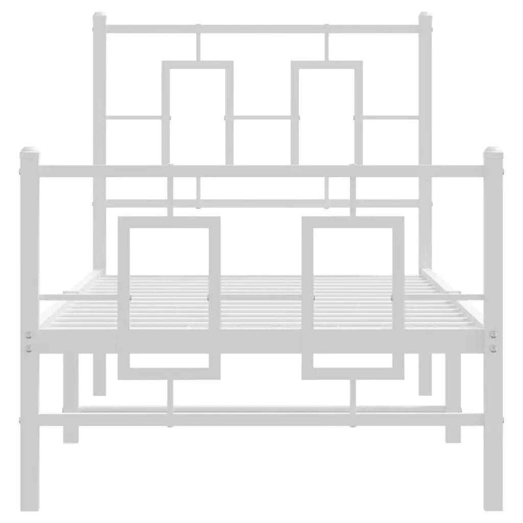 Giroletto con Testiera e Pediera-Struttura Letto Metallo Bianco 75x190 cm 655174