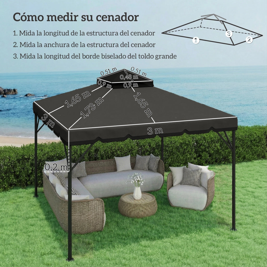 Toldo da giardino 3x3 m ¨C zephmum ¨C grigio chiaro