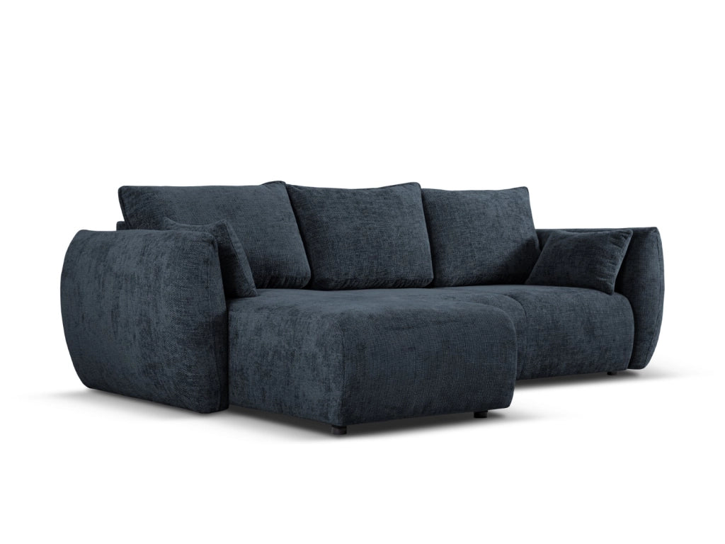Cosmopolitan Design - Divano convertibile angolare sinistro con contenitore "Matera" 4 posti in ciniglia blu reale 