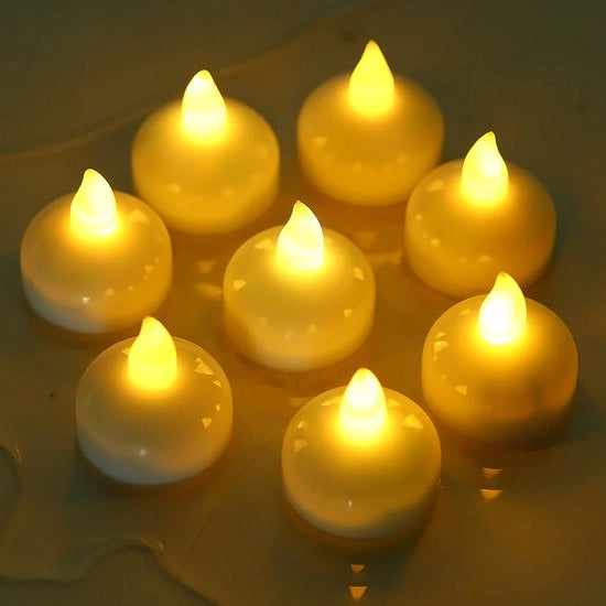 Lampade a LED elettroniche, lampade a candela galleggiante in acqua, inductivo, acqua trasparente, lampade a candela acqua-resistente, 12 pezzi