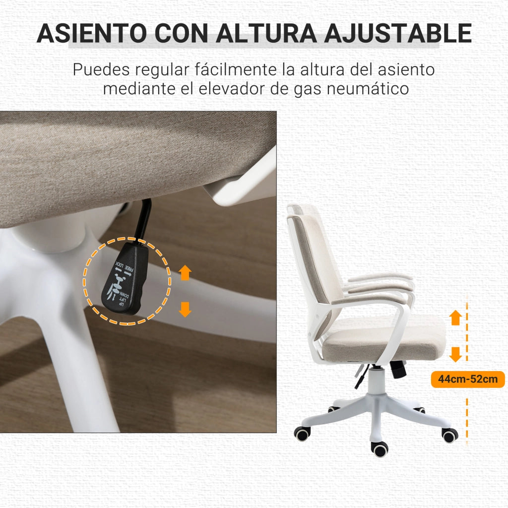 Sedia da ufficio girevole con braccioli altezza regolabile ¨C Xylo ¨C Beige 62x69x92-100 cm