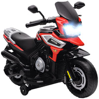 Moto Elettrica per Bambini 12V con Rotelle Specchietti e Poggiapiedi in PP e Metallo Rosso