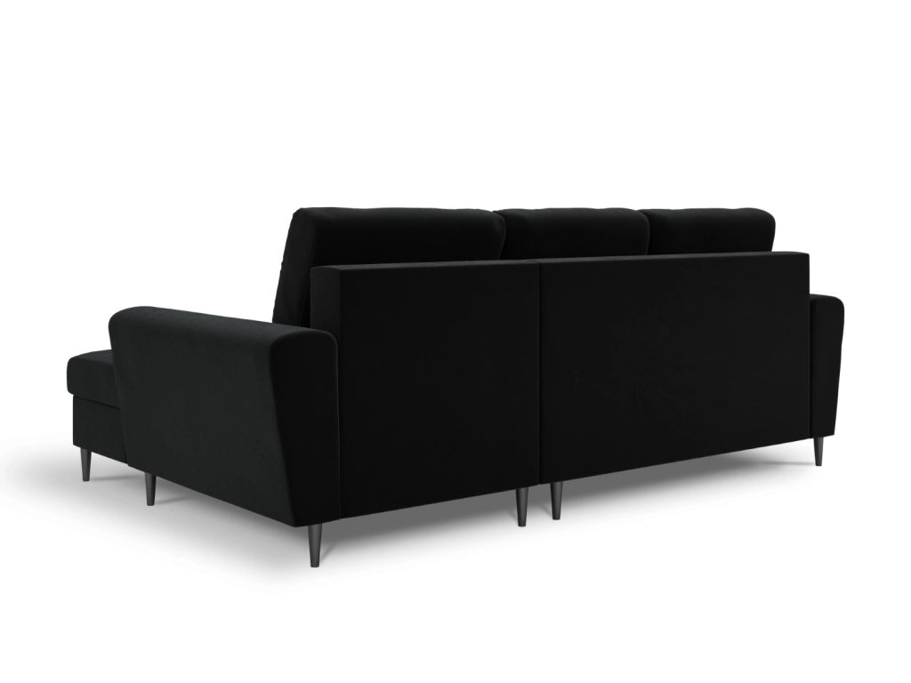 Cosmopolitan Design - Divano convertibile angolare destro con contenitore "Kyoto" 4 posti in velluto nero 