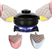 Guanti per Mini Forno - Resistente al Calore e Antiscivolo con Silicone e Cotone - 2 Pezzi con Cappio di Appeso - Sicuri per Microonde e Forno - Ideali per la Cucina e la Cottura
