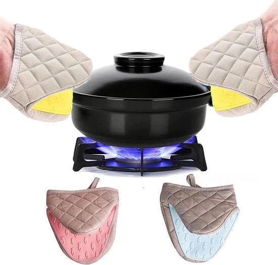 Guanti per Mini Forno - Resistente al Calore e Antiscivolo con Silicone e Cotone - 2 Pezzi con Cappio di Appeso - Sicuri per Microonde e Forno - Ideali per la Cucina e la Cottura
