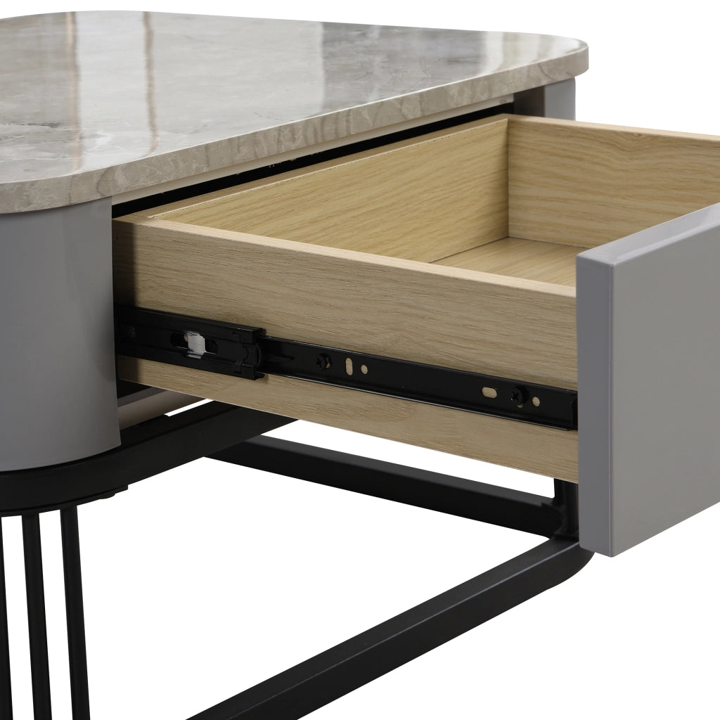 Tavolini da salotto 60x60x44.5 cm e 50x50x34.5 cm; design modulare con cassetti; MDF; nero