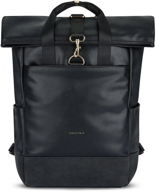 Borsa da Spalla per Donna Nero - Adele - Borsa da Spalla con Cerniera Rolltop Elegante per Università, Bicicletta, Lavoro - Borsa per Laptop Grande Donna - Impermeabile