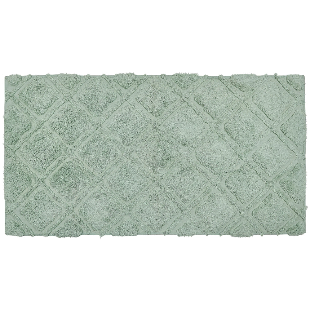Tappeto in morbido cotone verde 80 x 150 cm con motivo geometrico camera da letto soggiorno